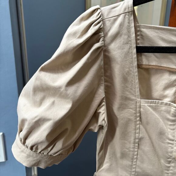 Elliatt x REVOLVE Vanessa Dress Sand sz S, Puff Sleeve, Quiet Luxury Mini - Picture 7 of 13